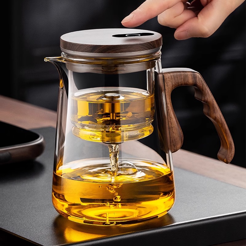 2025新款顶壶磁吸飘逸杯泡茶壶一键茶水分离玻璃茶器高档家用茶具