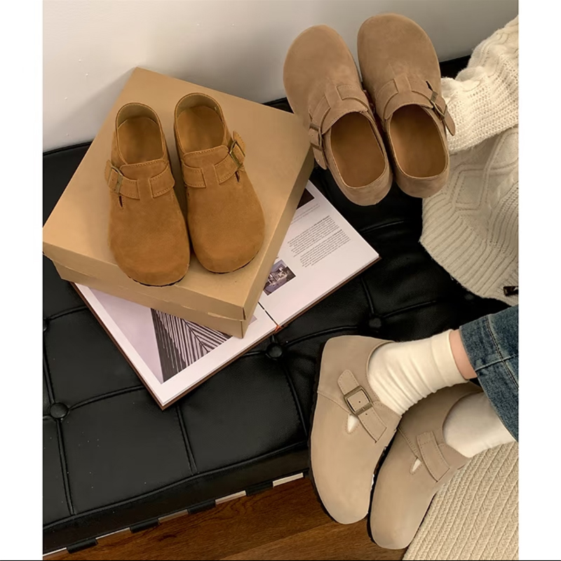 百搭休闲内增高勃肯鞋女2025秋季新款复古百搭圆头轻便乐福单鞋子
