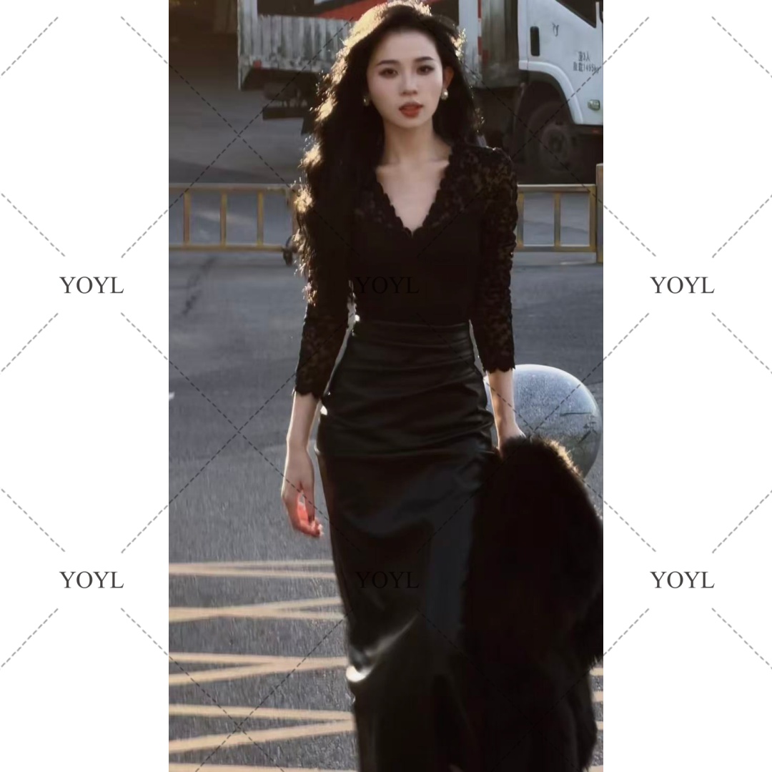 【yola定制】玫瑰伯爵秋冬新款高级法式气质显瘦直筒连衣裙-YL12077