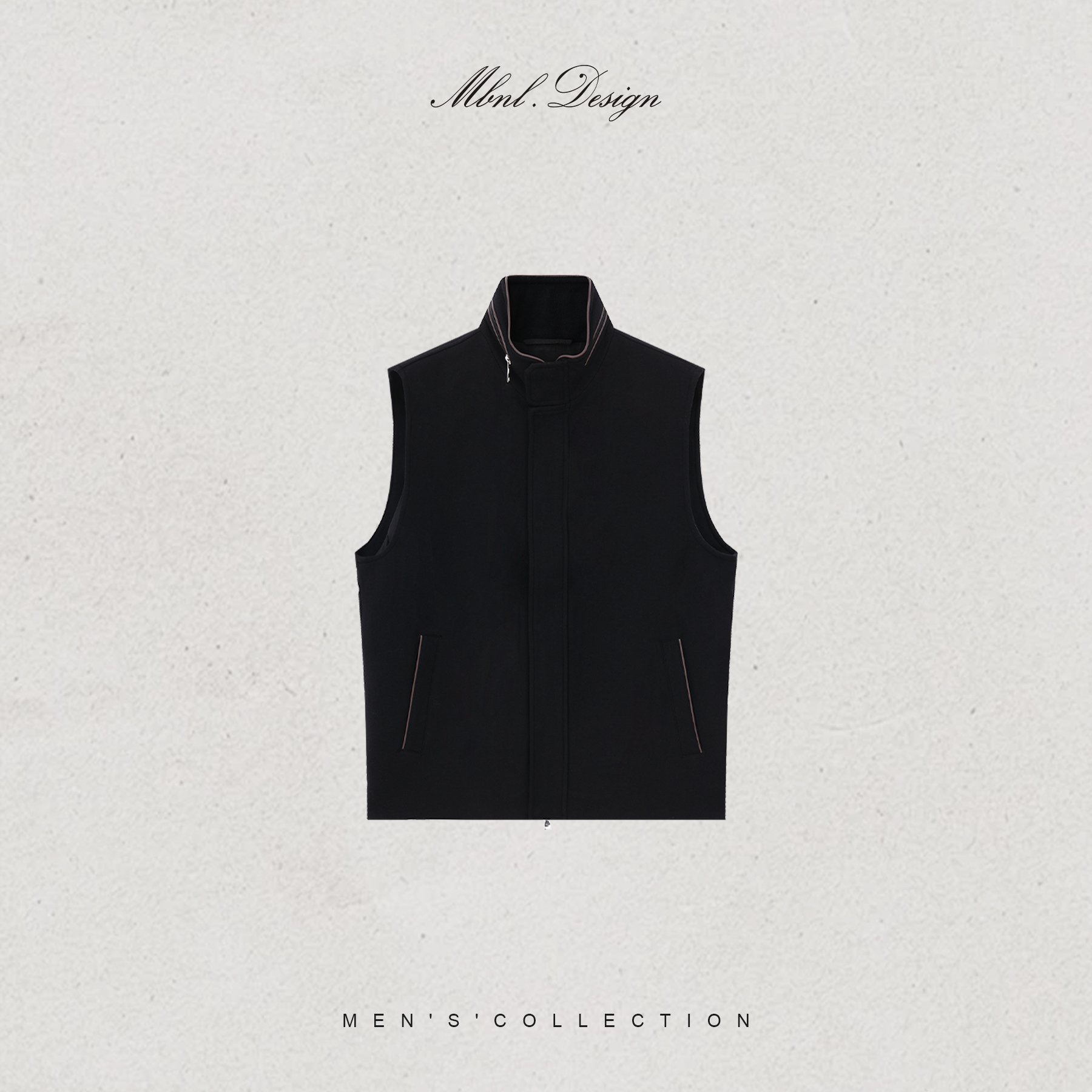 MBNL-F「D字暗语」秦磊男装真皮嵌条全羊毛拼皮马甲LL-WMJ6006