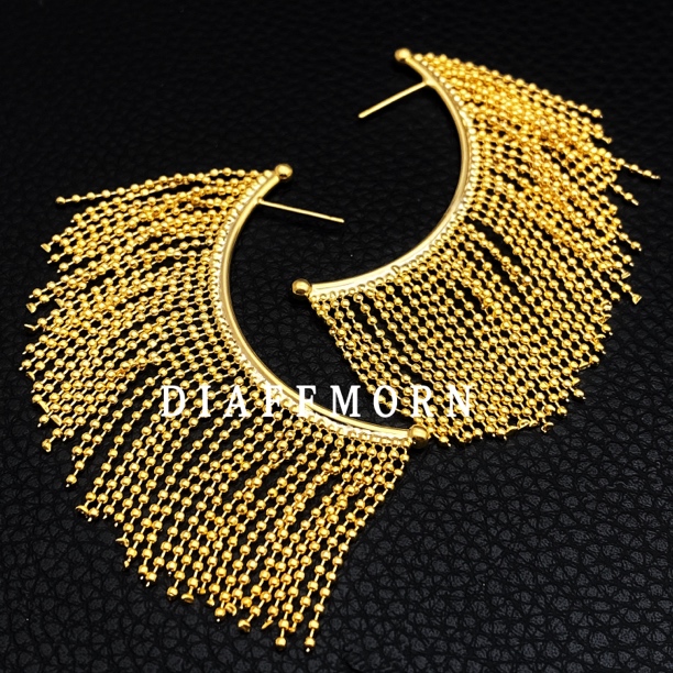 铜合金耳饰 YM《魅影》高级复古气质百搭睫毛流苏耳环