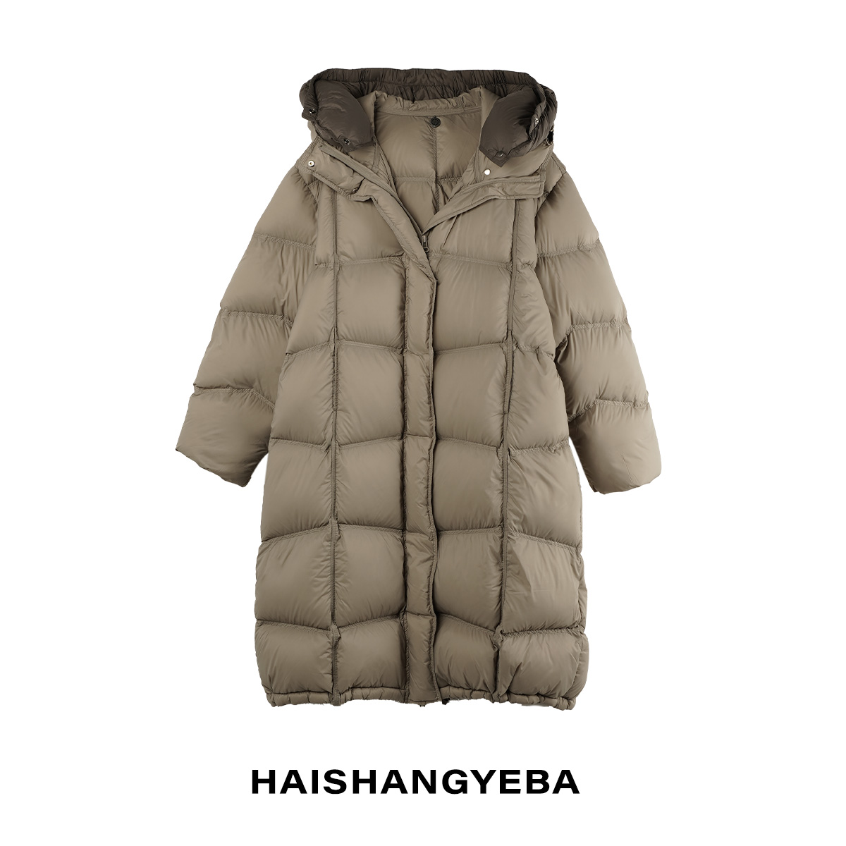 【海上叶爸】新款2025秋冬百搭90白鹅绒连帽拼色厚款长羽绒服