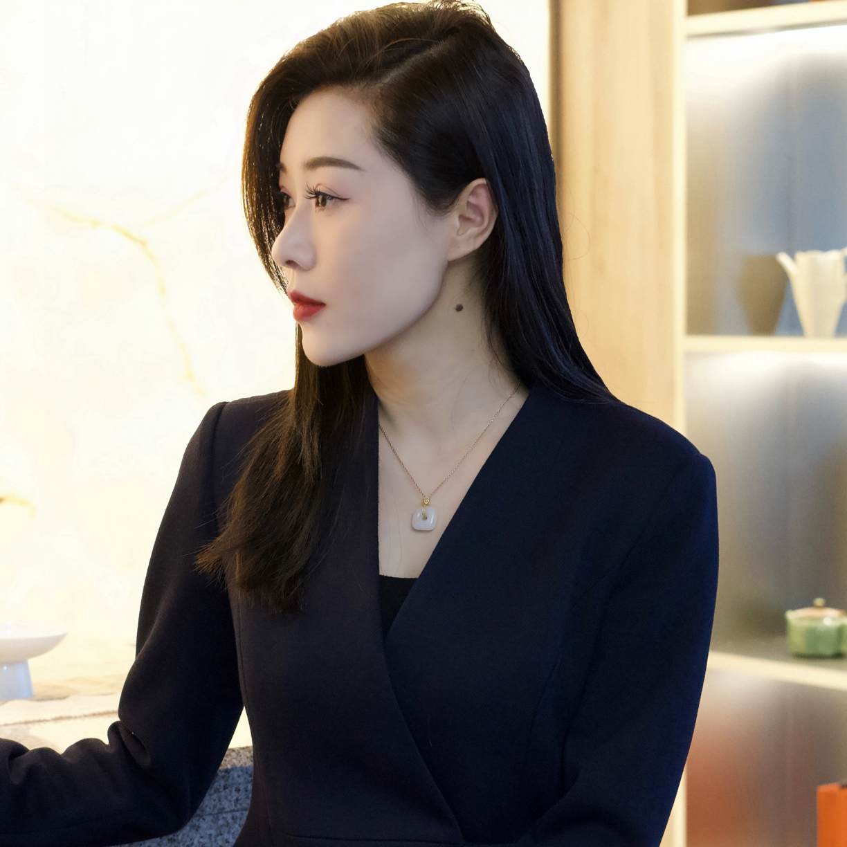 2025新款冬季藏青色羊毛西装套装修身显瘦女神范通勤穿搭PX3387Z