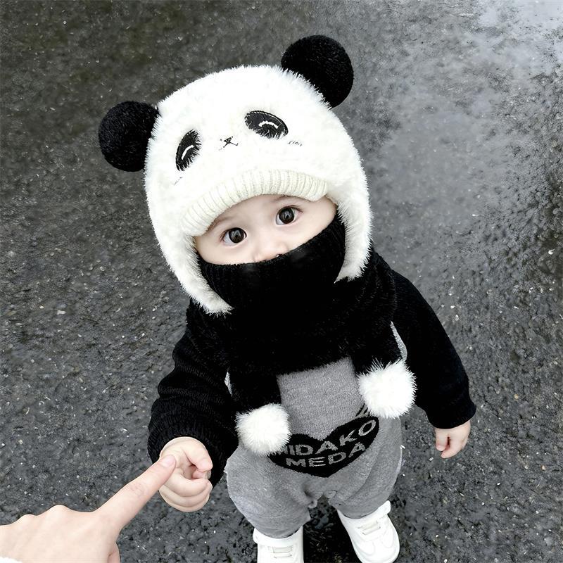 宝宝帽子冬季保暖围脖口罩一体针织帽男女儿童护耳加绒防风套头帽