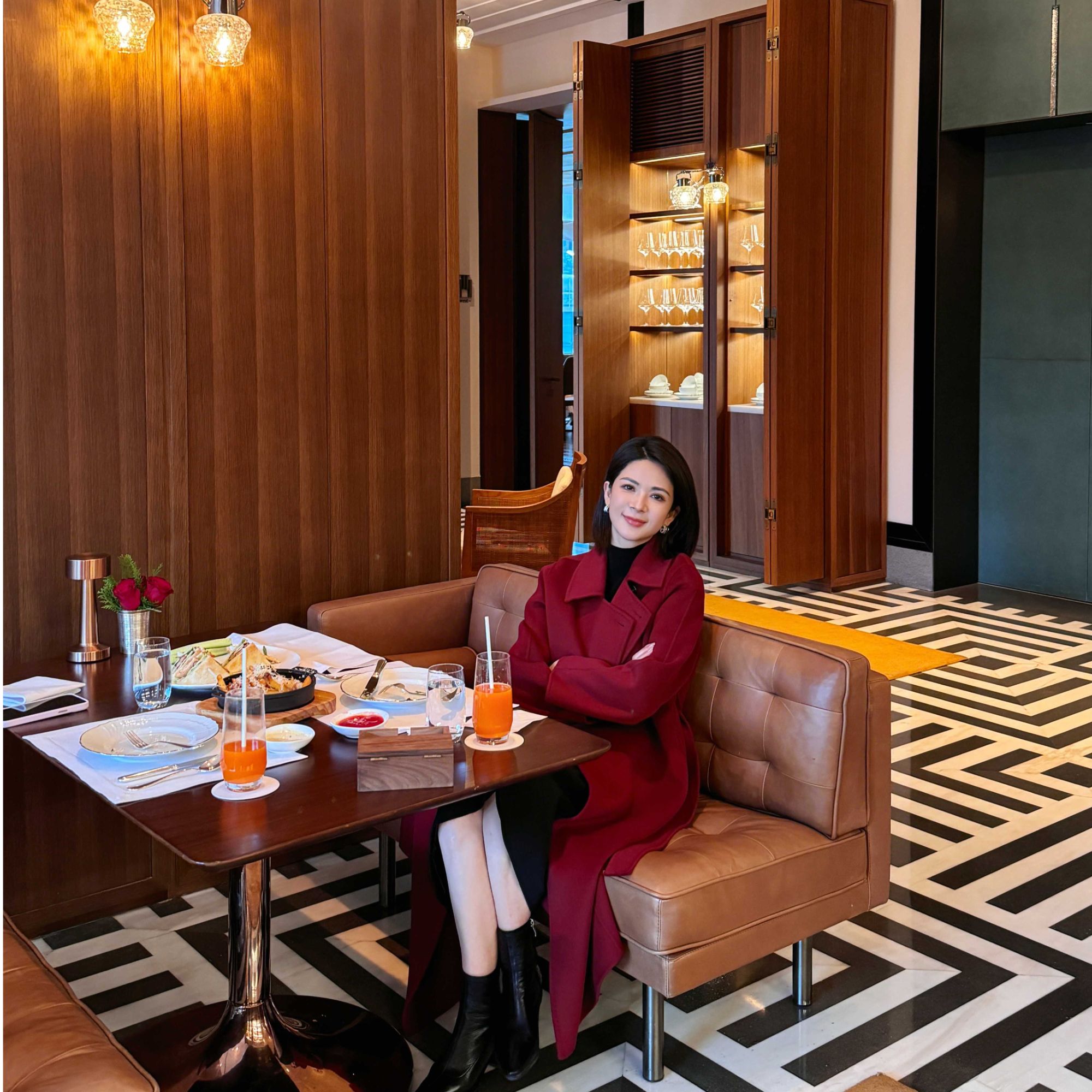 ANGELIAORIGINAL半熟冬日 绵羊毛桑蚕丝双面羊绒秋冬红色大衣#403