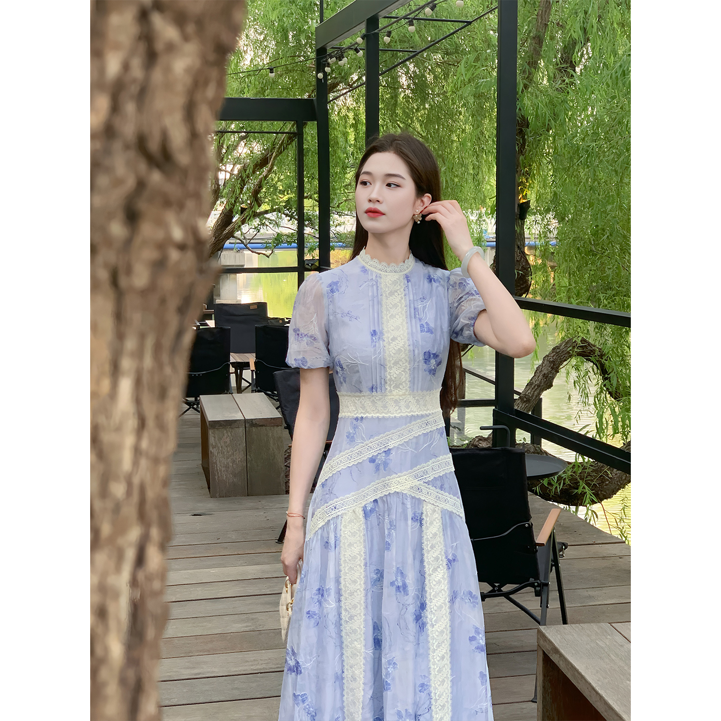 凌茜恣禾【绀诏】国风新中式温婉大气收腰显瘦高级法式旗袍连衣裙