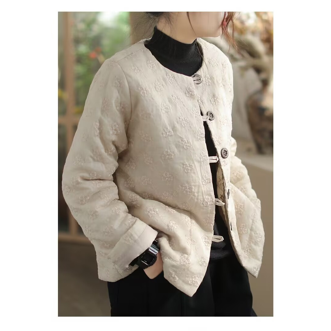 刺绣棉服文艺复古加厚保暖棉衣外套