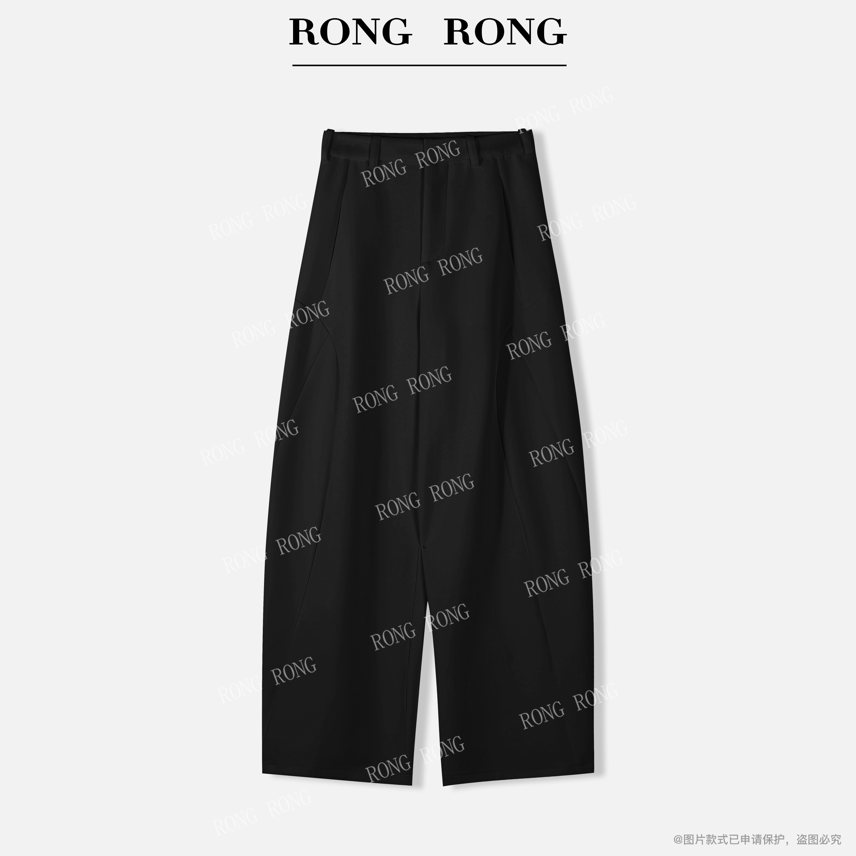 溶溶【山本裤】RONGRONG 高腰分割修腿立体感简约弯刀裤RR5620