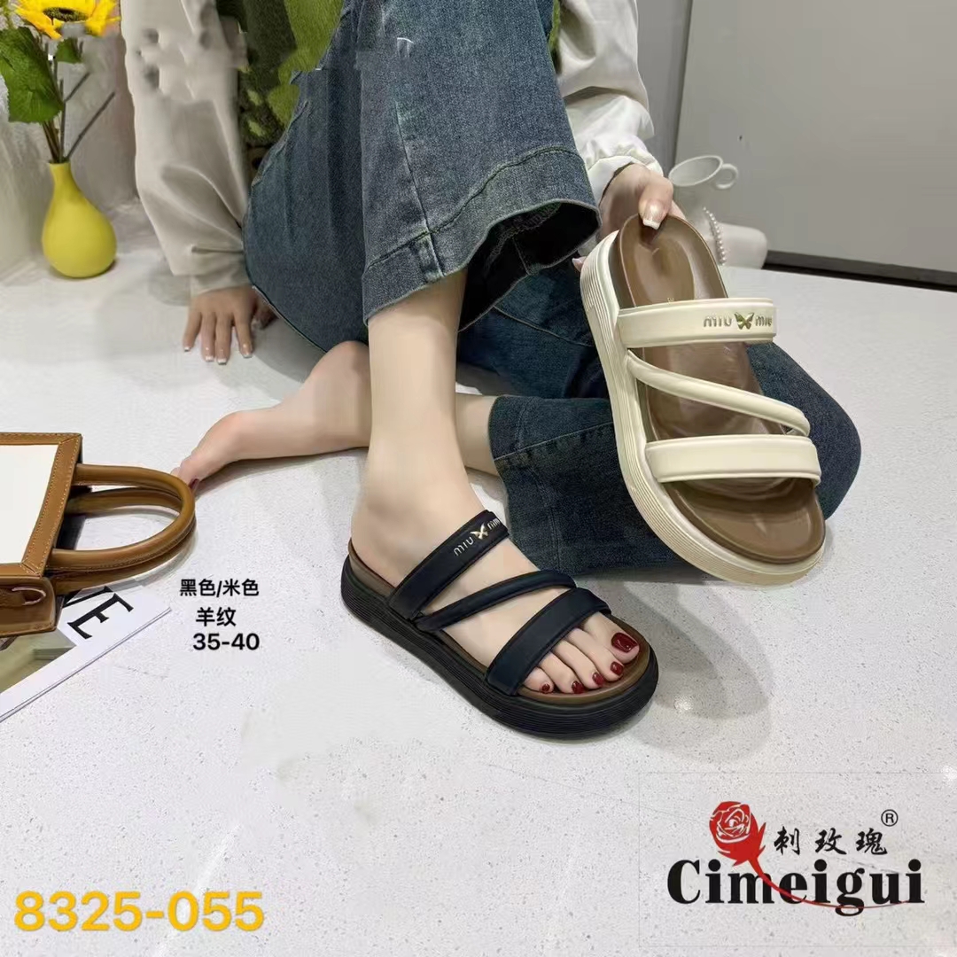 网红防滑凉拖外穿圆头纯色黑色夏季休闲一字拖厚底日常耐磨