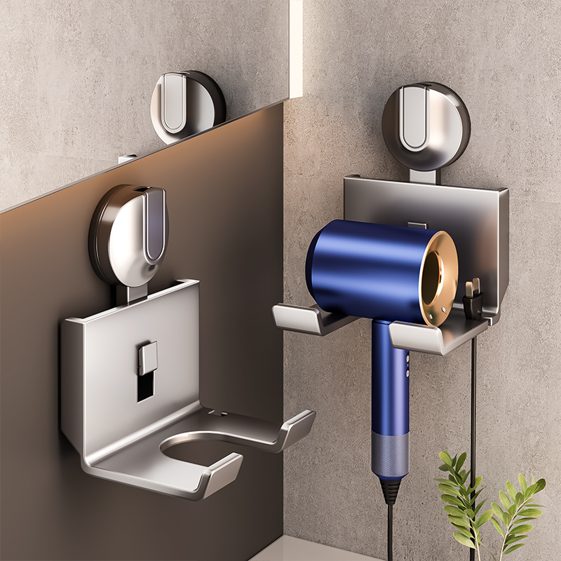 百悍吸盘吹风机置物架免打孔卫生间浴室壁挂式风筒支架挂架收纳架