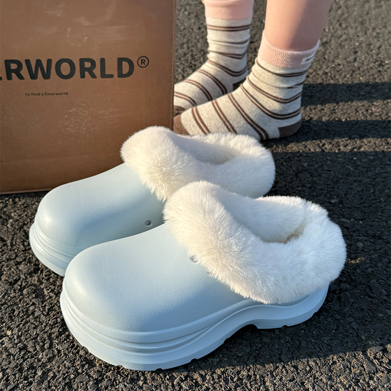 防水加绒棉拖鞋女2025新款冬季厚底百搭保暖室内居家防滑棉鞋外穿