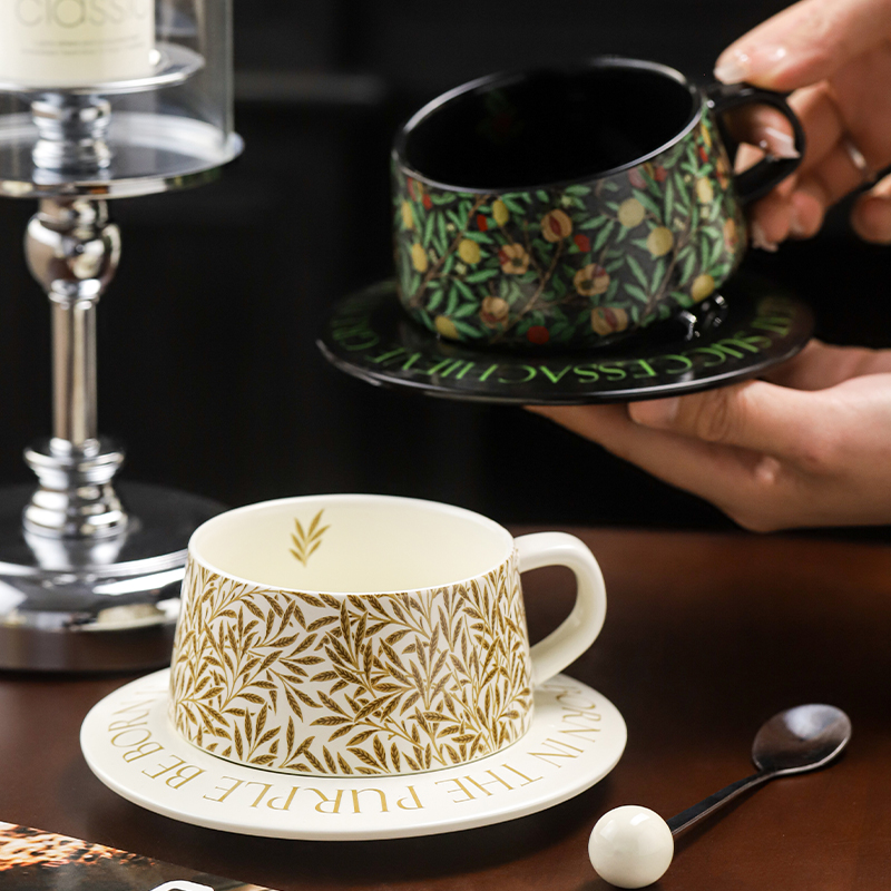 简约高级感咖啡杯碟陶瓷马克杯小众精致下午茶女生喝水杯子高颜值