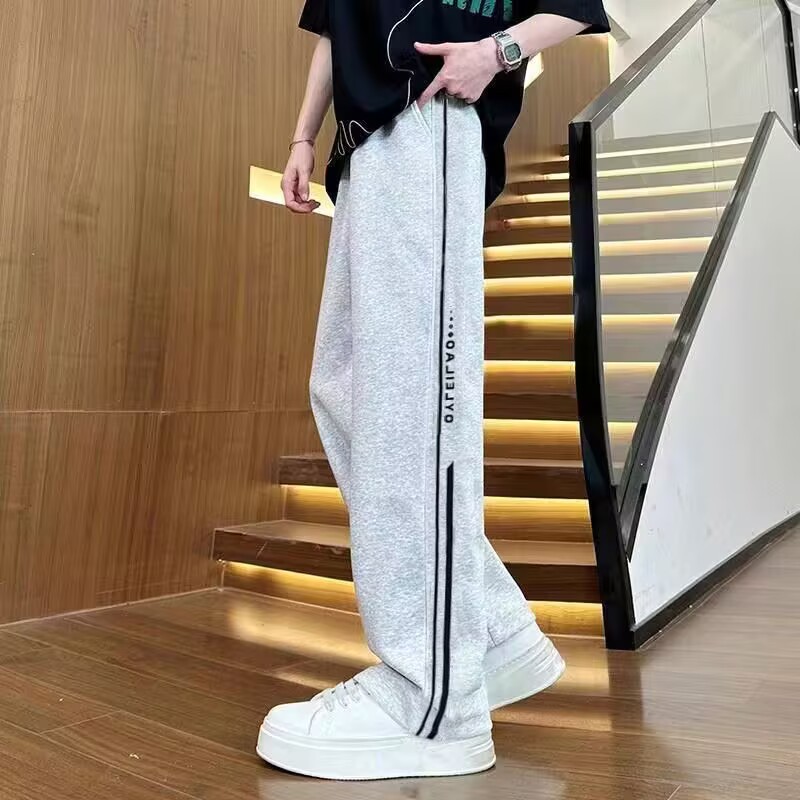 裤子男春夏季韩版宽松学生条纹运动裤男薄款卫裤百搭帅气休闲裤子