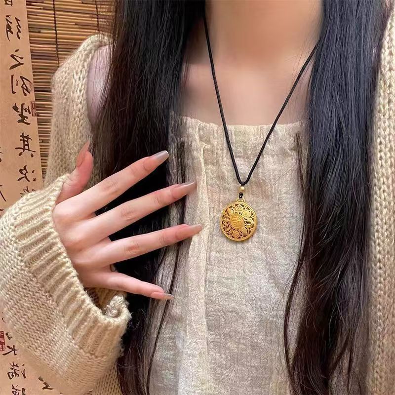 新中式罗盘高级感长款福字招财项链S