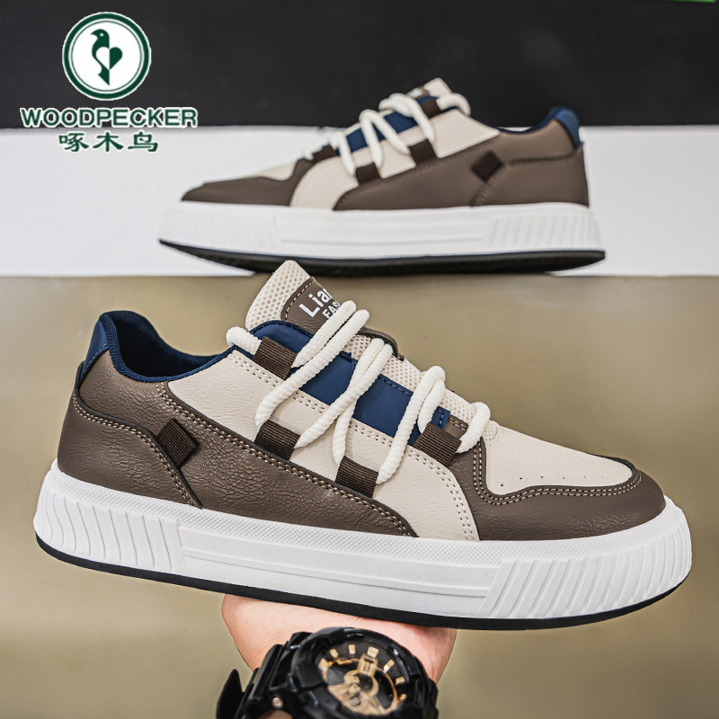 【啄木鸟】正品男鞋2025新款冬季休闲板鞋青少年百搭学生软底运动鞋