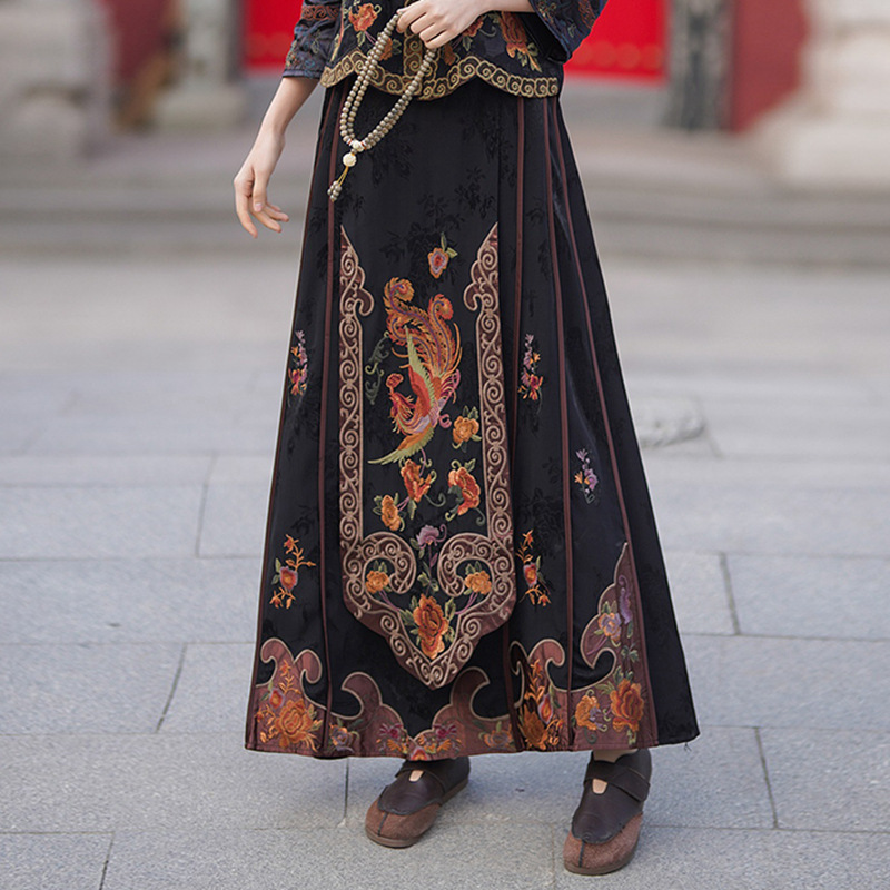 【锦绣江南】民族风女装新中式松紧腰半身裙复古重工绣花马面裙