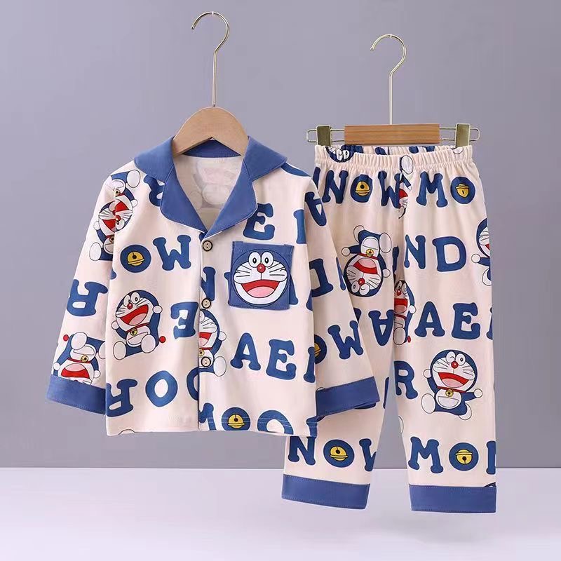 春秋季儿童纯棉A类爆款男童女童长袖卡通开衫中大童宽松家居服