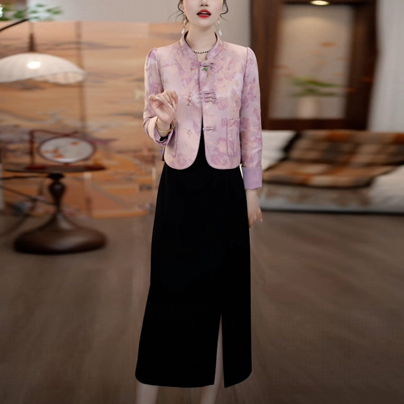 秋季轻奢气质裙子套装女装新款爆款洋气时尚国风显瘦两件套连衣裙