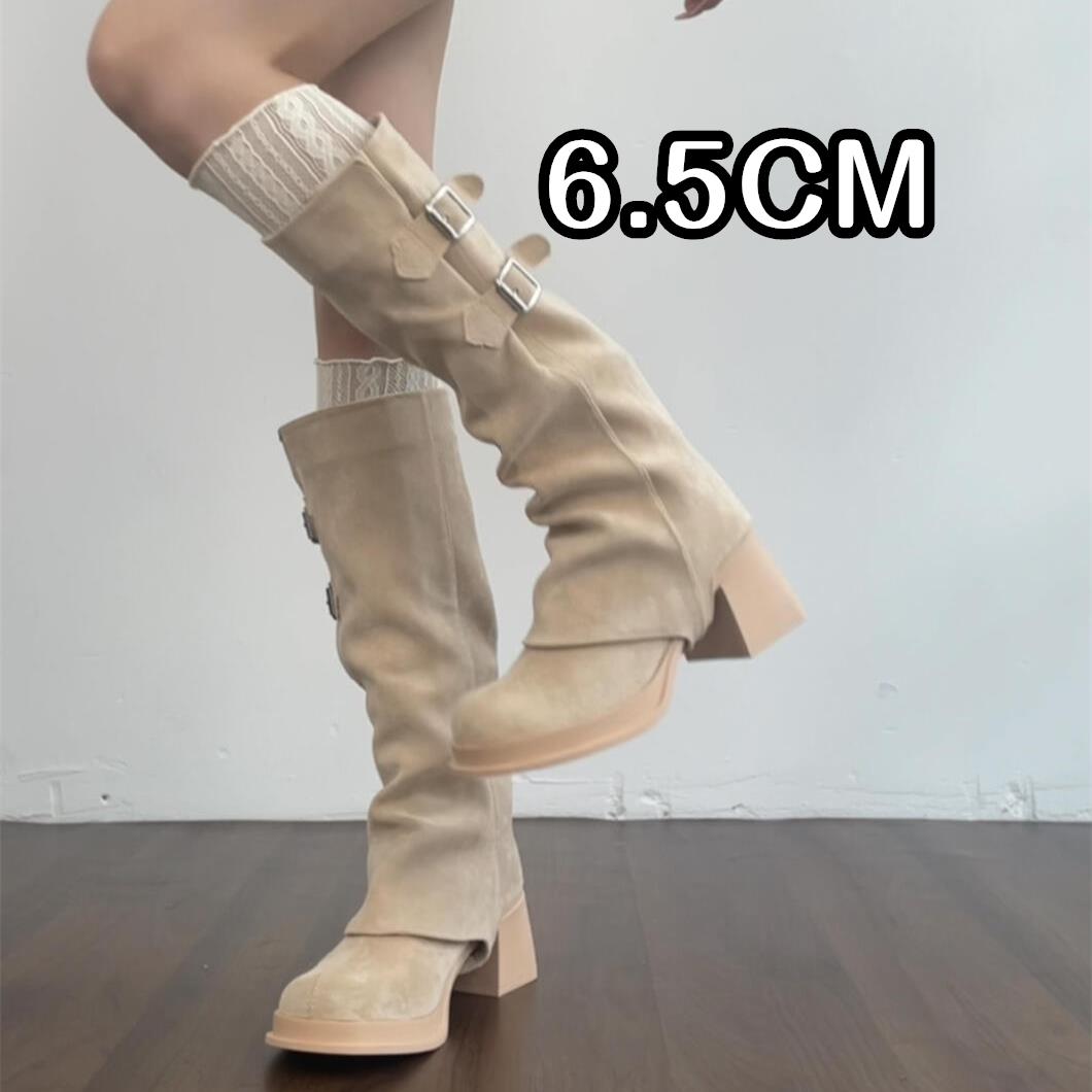 羊皮版~两穿可拆卸长筒靴女2025秋季新款百搭覆古增高裤管骑行靴