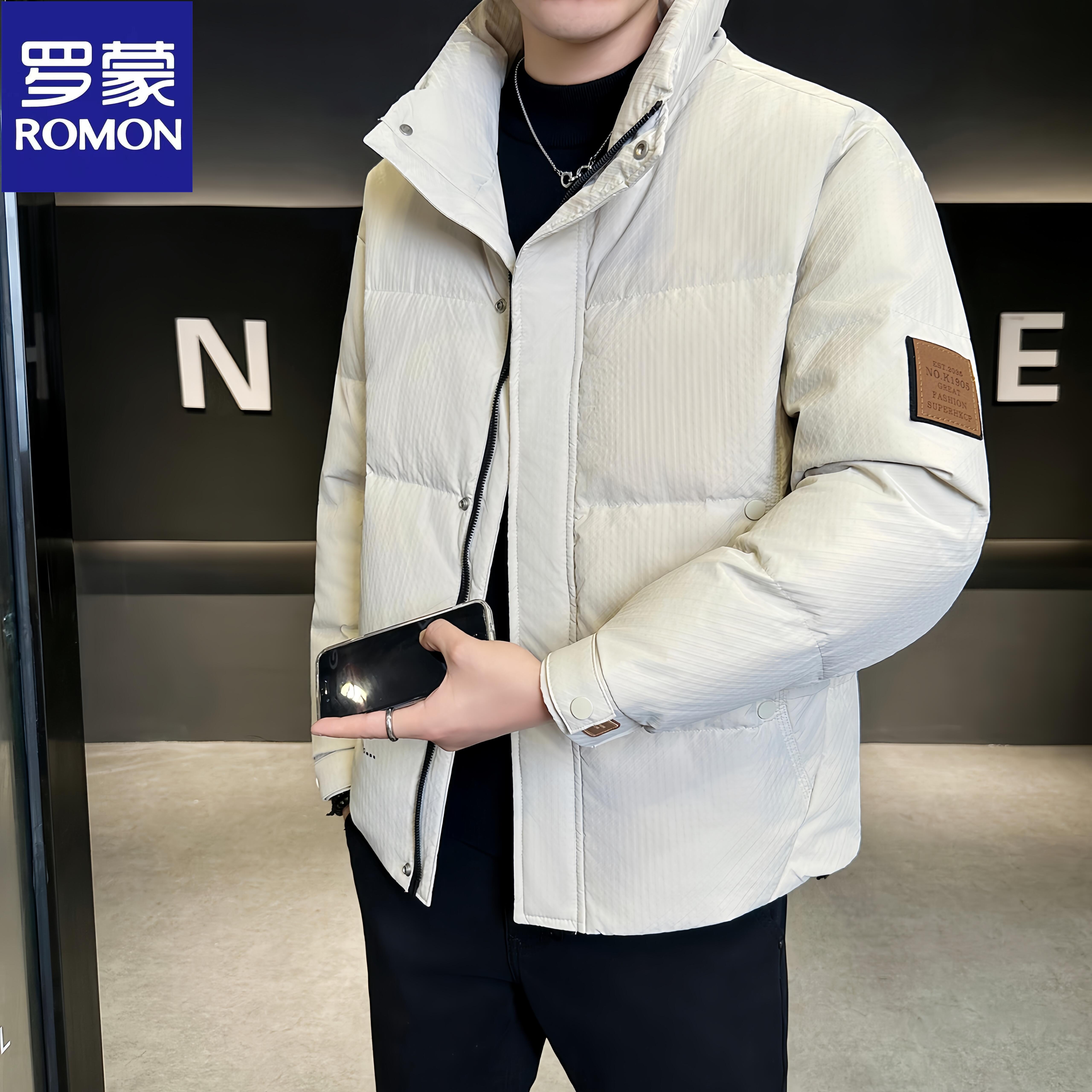 Romon/罗蒙冬季新款加厚短款羽绒服男士休闲潮流百搭保暖防风外套