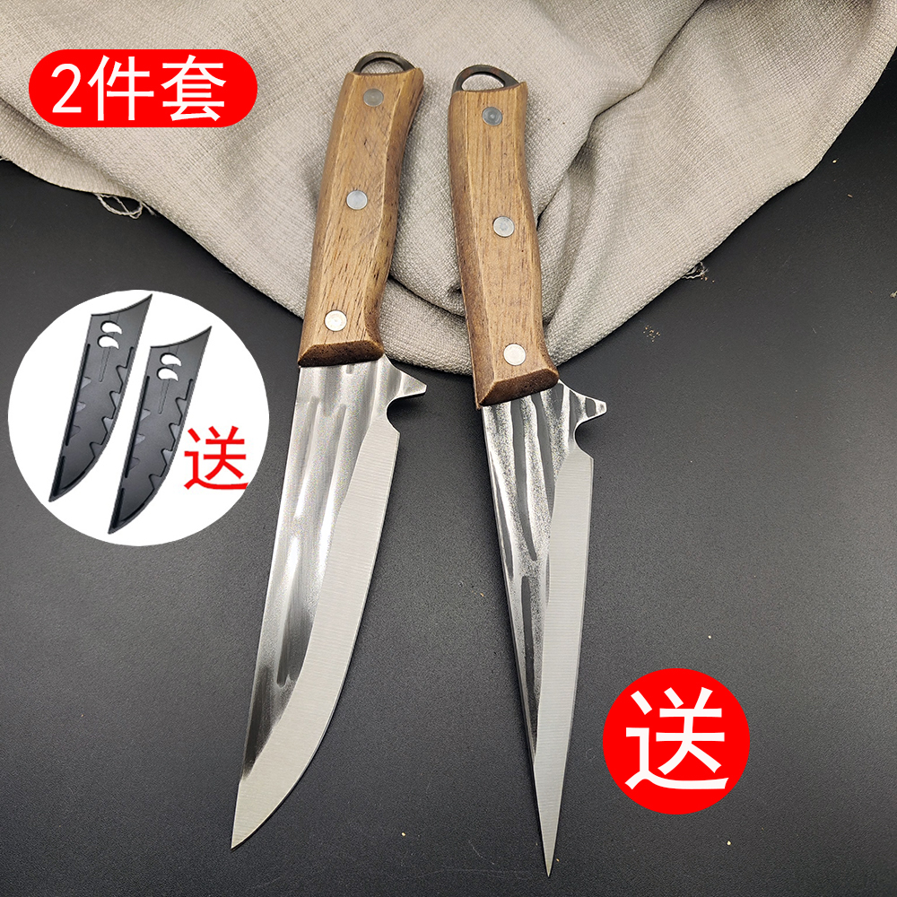 (2件套)锻打剔骨刀木柄厨房屠宰分割刀牛扒刀锋利刀具瓜果水果刀