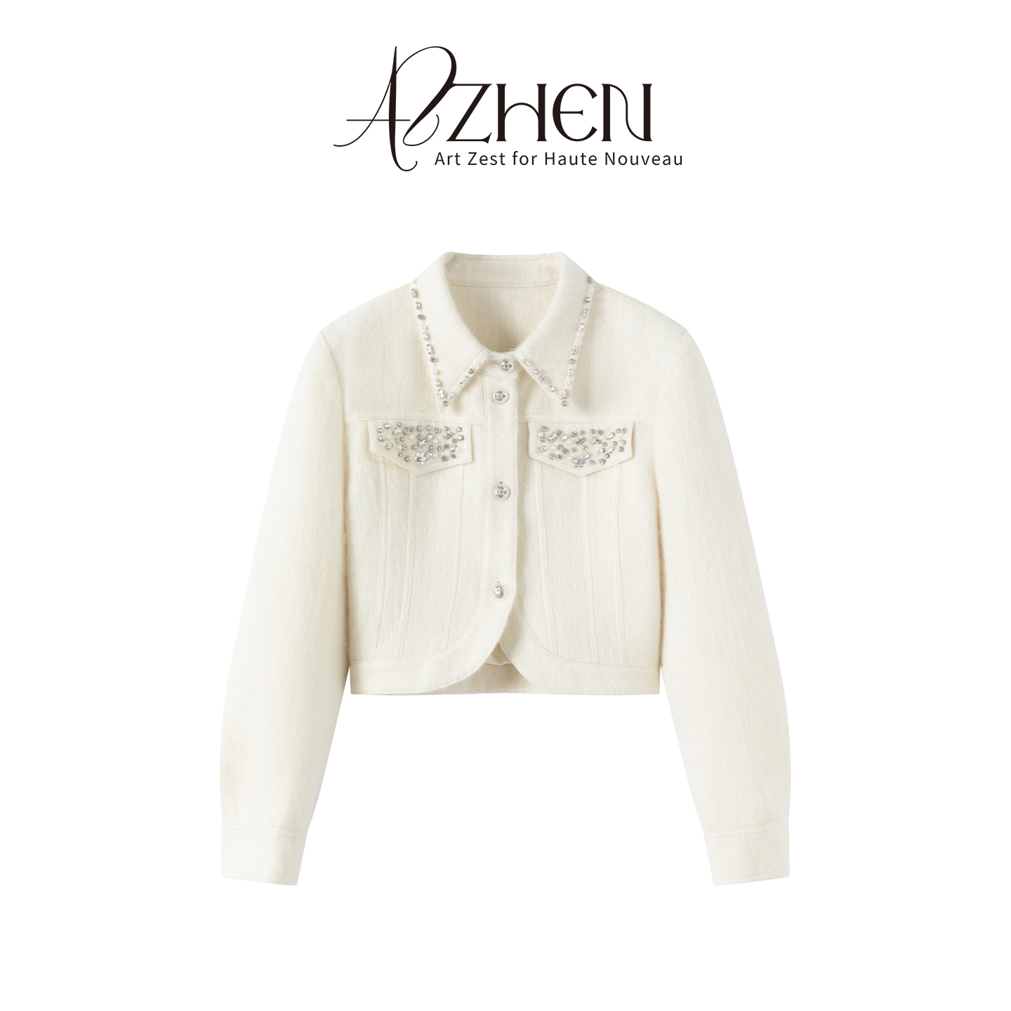 （秋势力周）AZZHEN【秋日开场】翻领羊毛钉珠重工外套AZ4KSW18-00