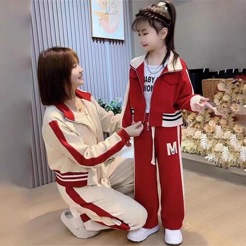 女童春秋亲子母女运动套装2025新款中大童时髦洋气休闲运动两件套