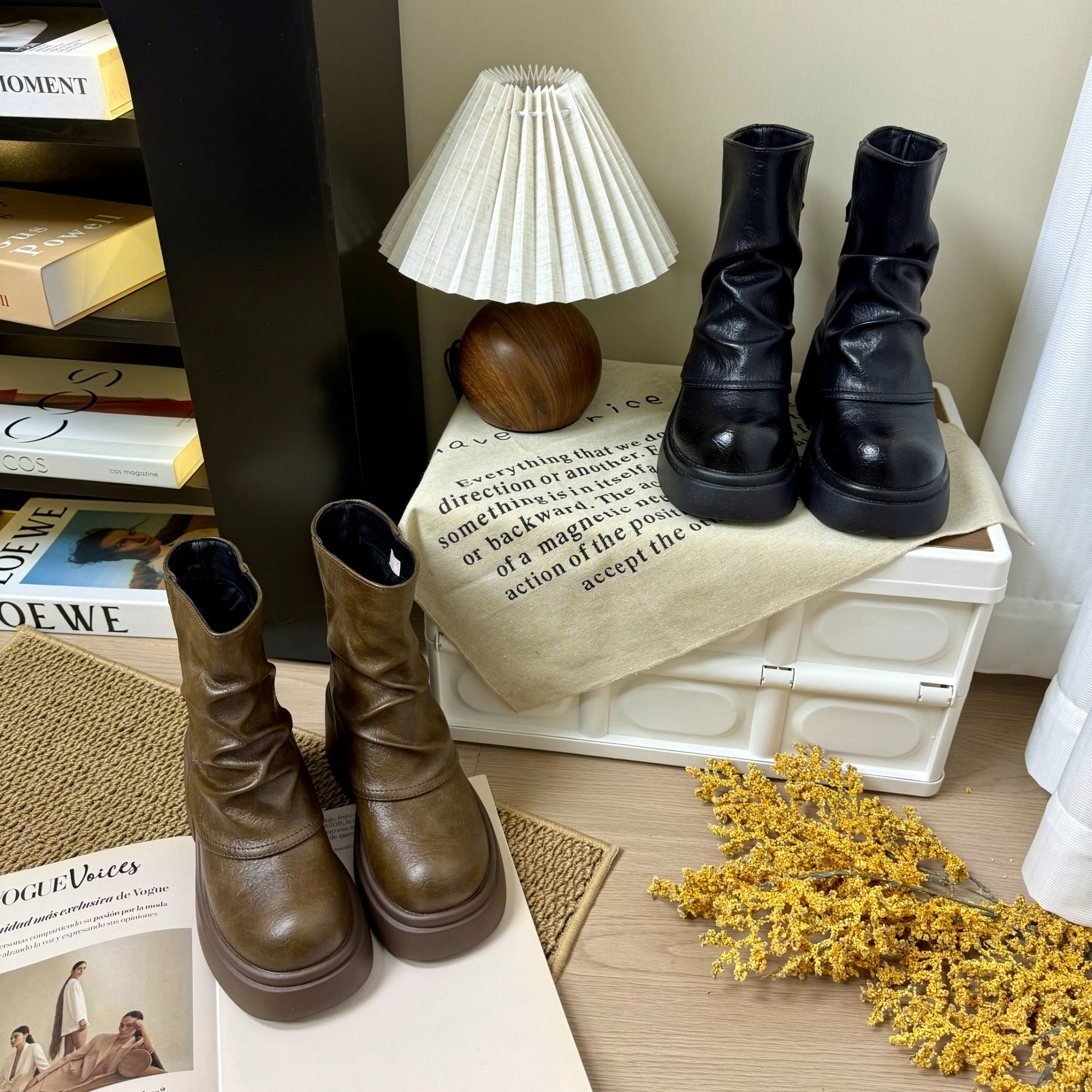 厚底裤管靴女短靴2025冬季新款时尚百搭松糕堆堆靴软底增高马丁靴