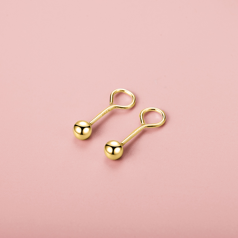 金美澳 足银耳饰 S990银制品耳钉女精致耳骨钉睡觉不用摘小巧耳饰