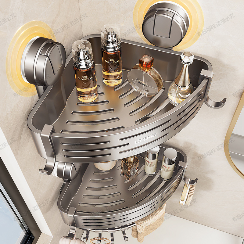 浴室吸盘三角篮置物架卫生间洗漱台转角免打孔墙上壁挂厕所收纳架