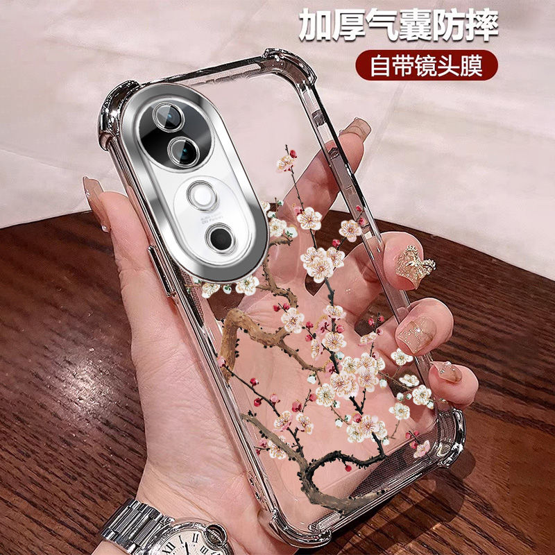 复古梅花适用vivos19手机壳四角防摔 S19Pro小众透明全包带镜头膜