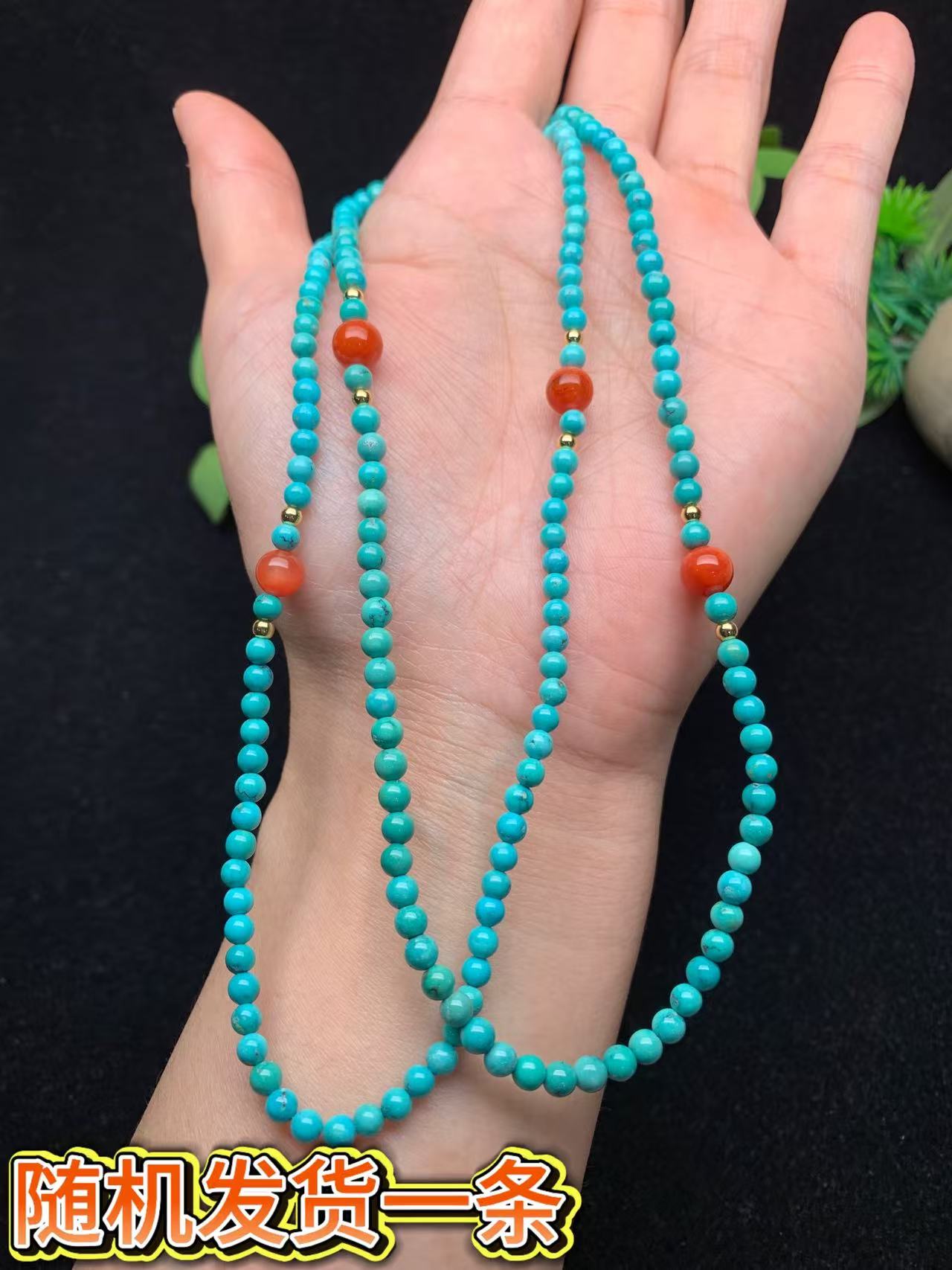 天然原矿绿松石双圈 手串 百搭简约款卡3.8mm 尺寸【多样随发一条】