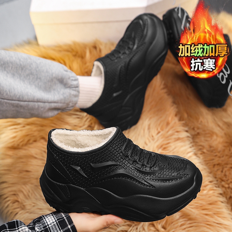 eva防水棉鞋男士工地劳保一脚蹬防臭防滑加绒包跟高帮棉拖鞋水靴