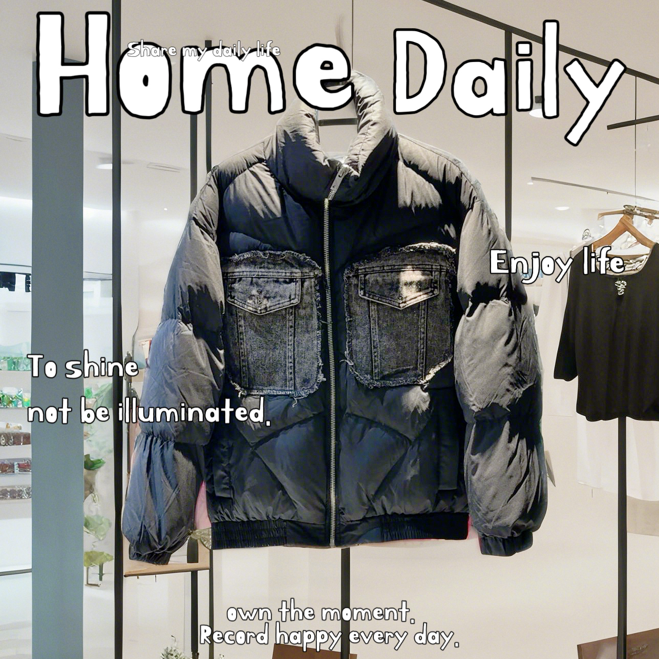 2891品牌剪标蓬松暄软加厚牛仔拼接立领保暖免洗羽绒服短款