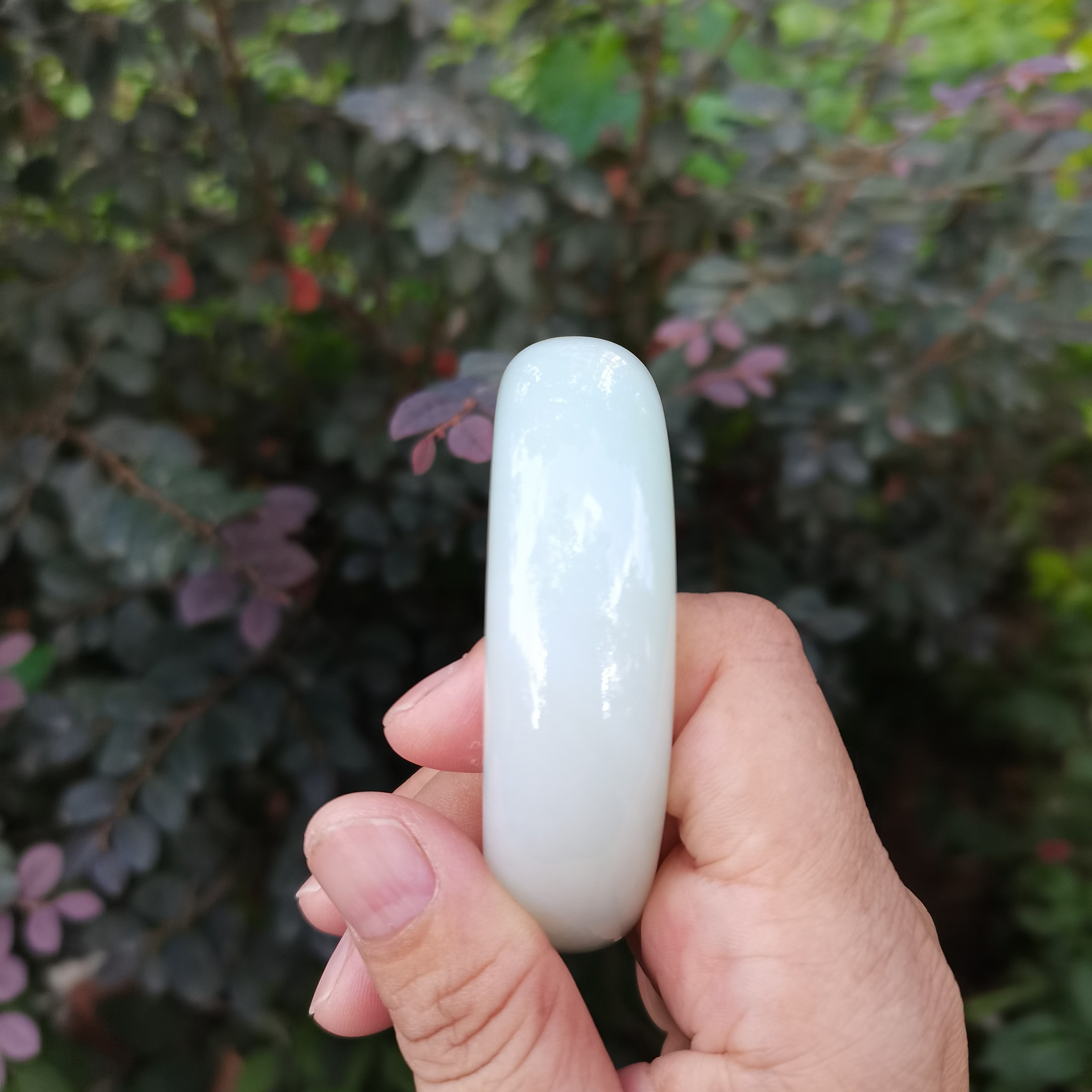 珠宝首饰和田玉  品质珠宝和田白玉56.6圈口宽条版手镯