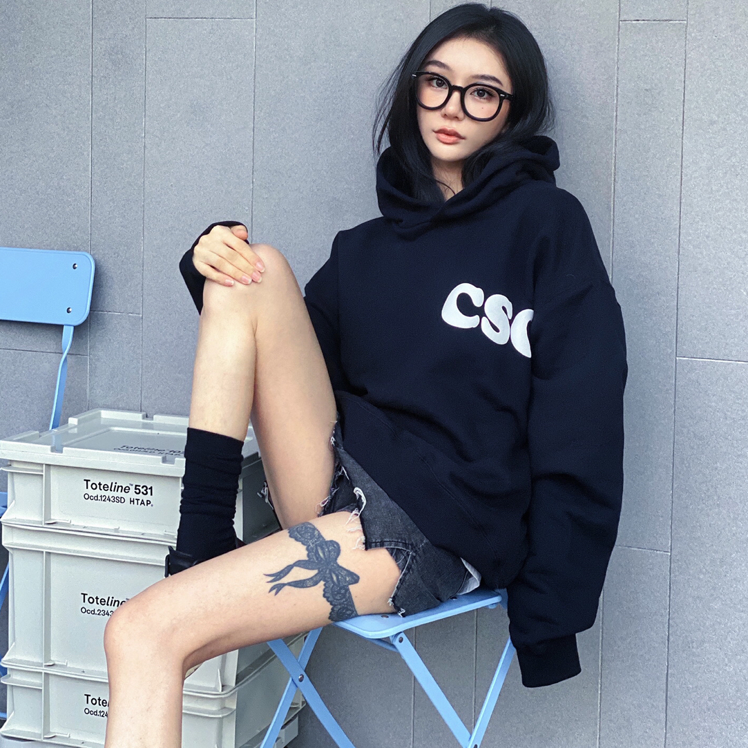 【超重磅CSC卫衣】CSC黑超重磅加厚长沙样范卫衣情侣时尚秋季卫衣