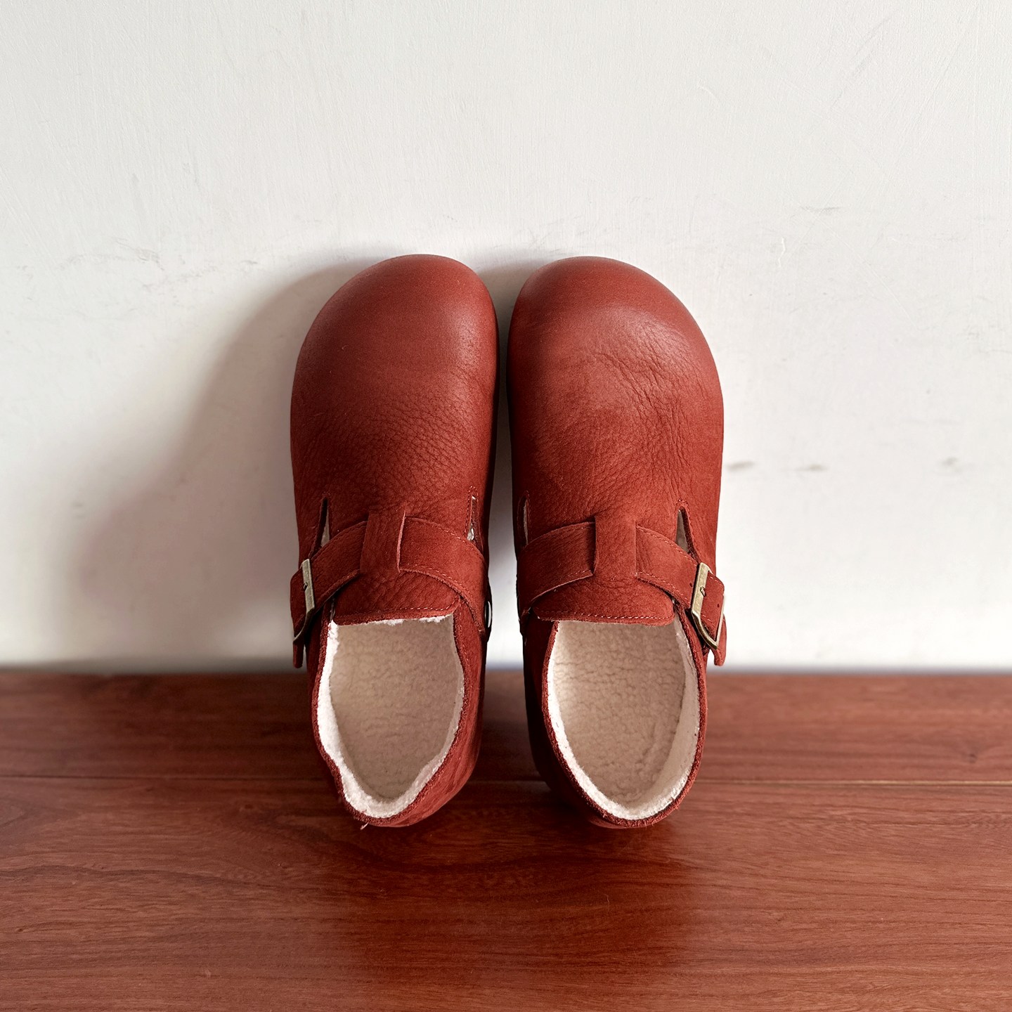 【烁掌柜】冬款复古文艺手工真皮女鞋头层牛皮平底圆头勃肯鞋棉鞋