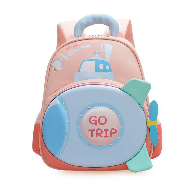新款撞色书包幼儿园女孩卡通出游儿童包男带胸扣减负护脊双肩背包