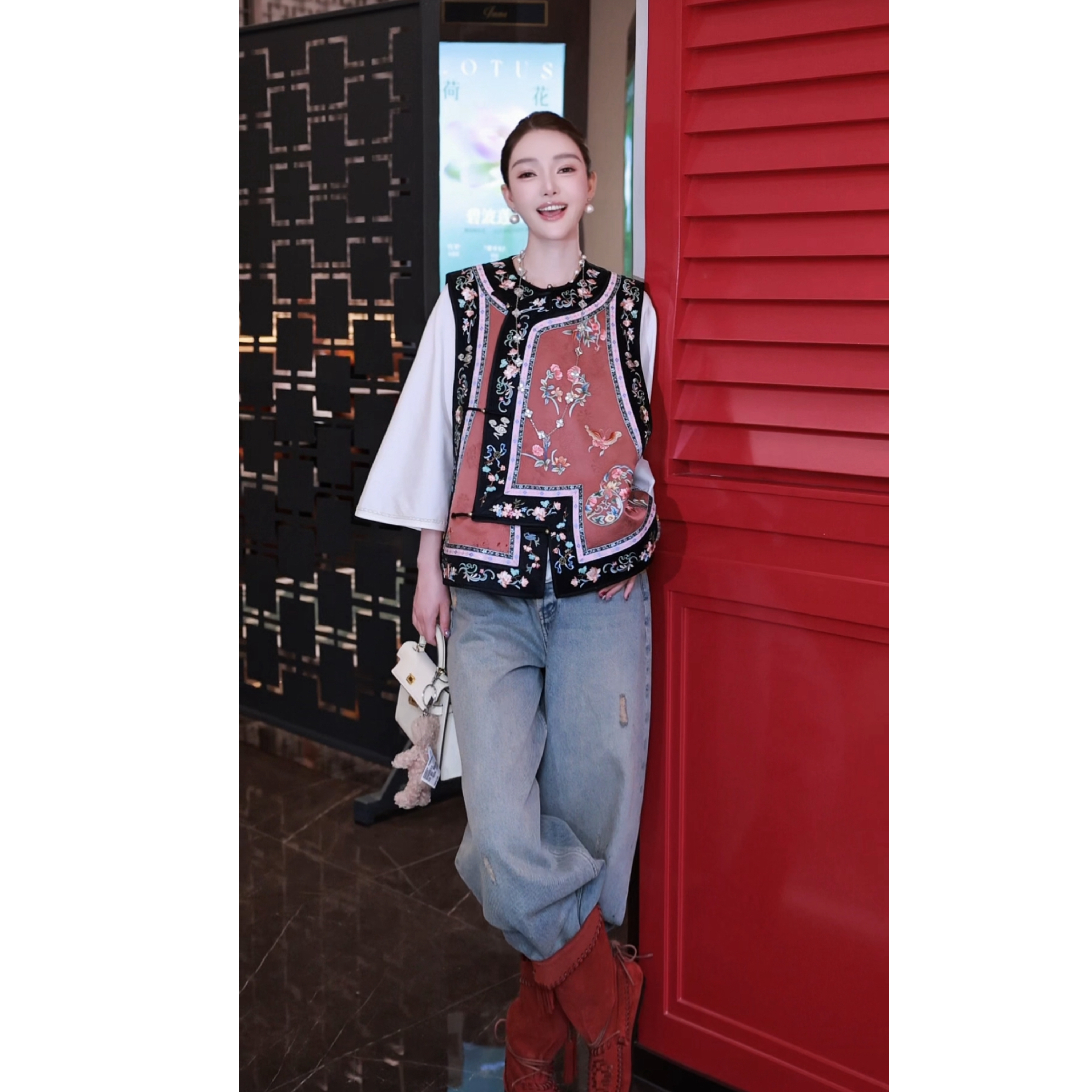 30-【传承/锦上添花】宝儿家含幂BJ101725307XQ国风琵琶襟刺绣马甲