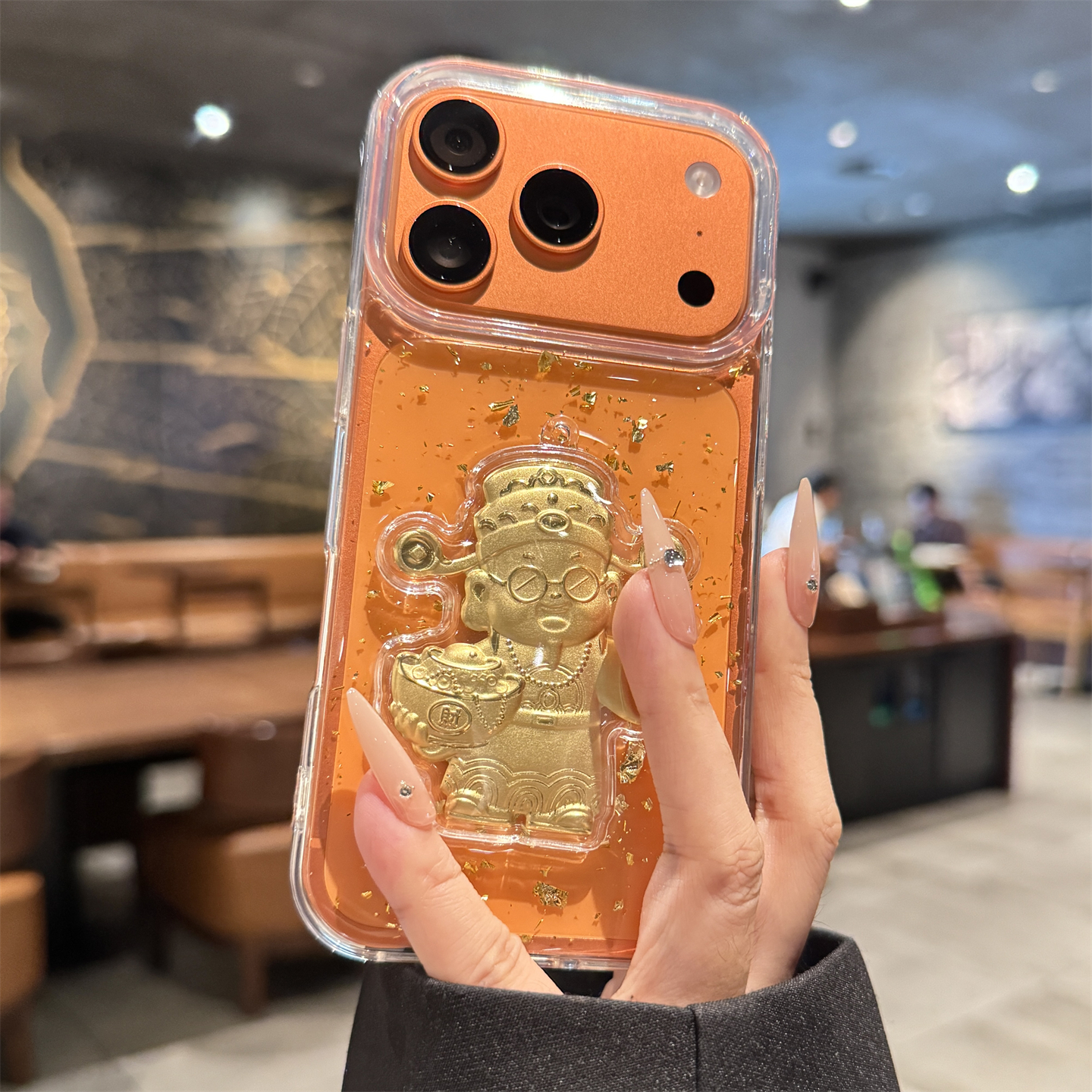 适用苹果17手机壳iphone16promax财神爷15金元宝14金箔13透明12女