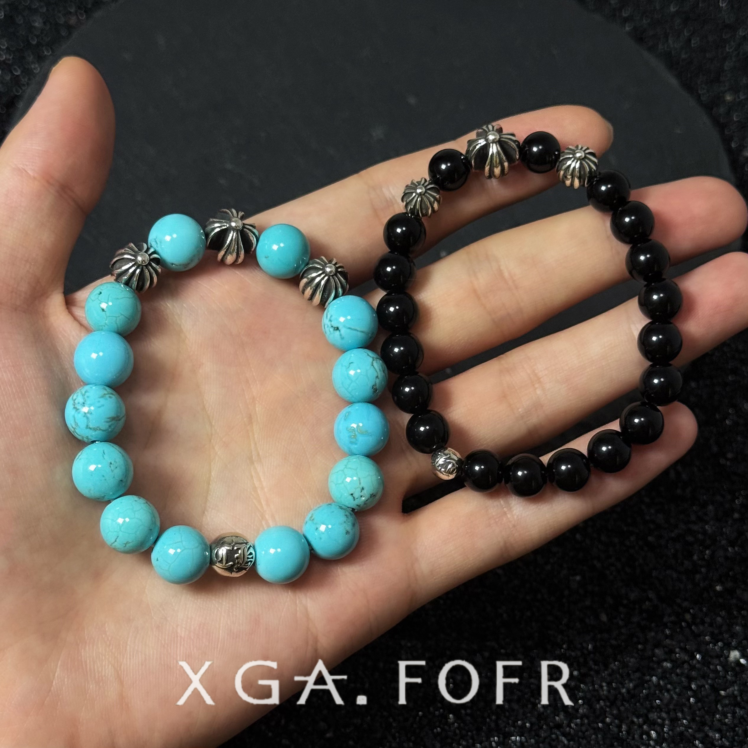 925银手链 【克罗系列】多颗复古做旧十字手串轻奢手工百搭个性男女