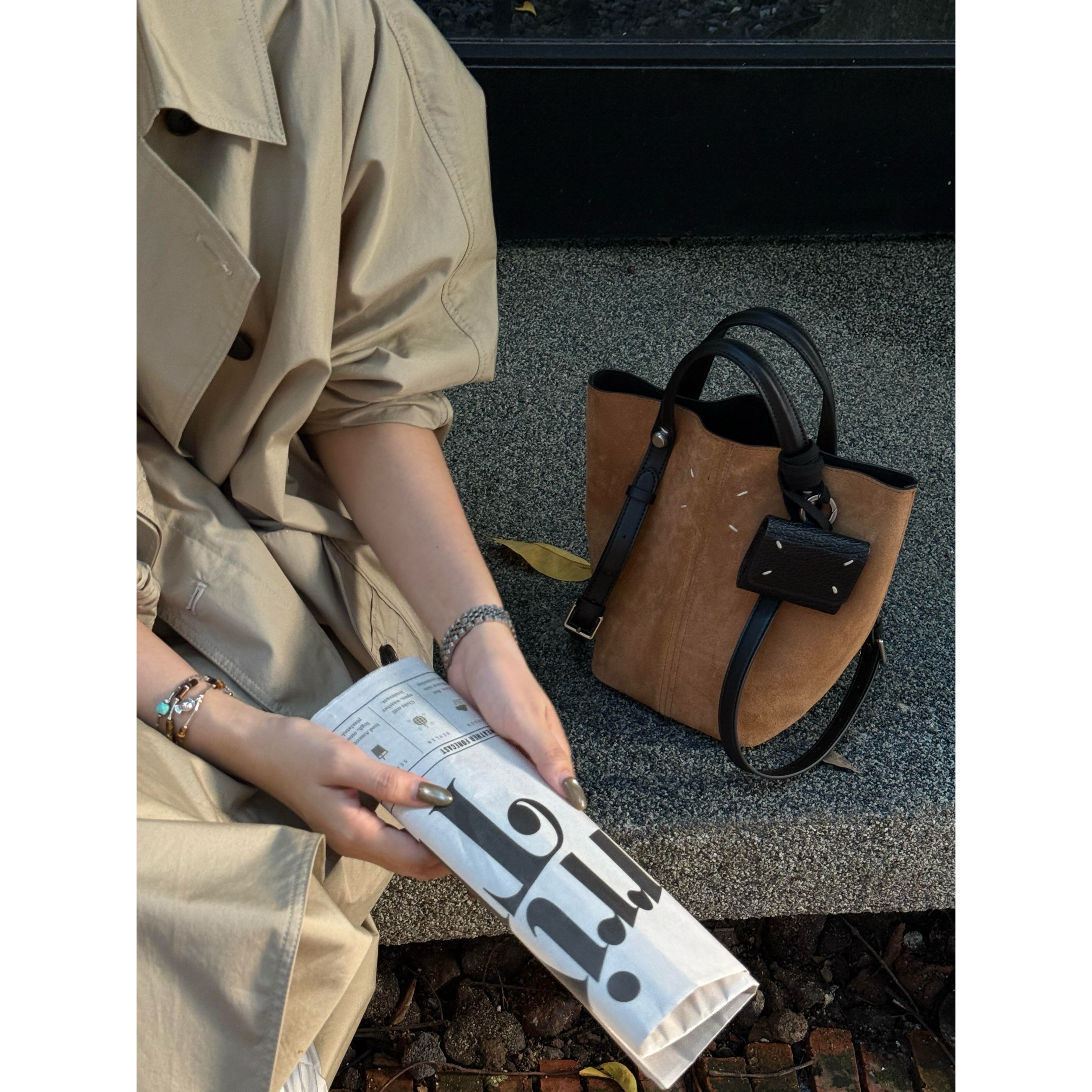 复古麂皮绒菜篮子手提包包女式2025新款轻奢小众高级感单肩斜挎包