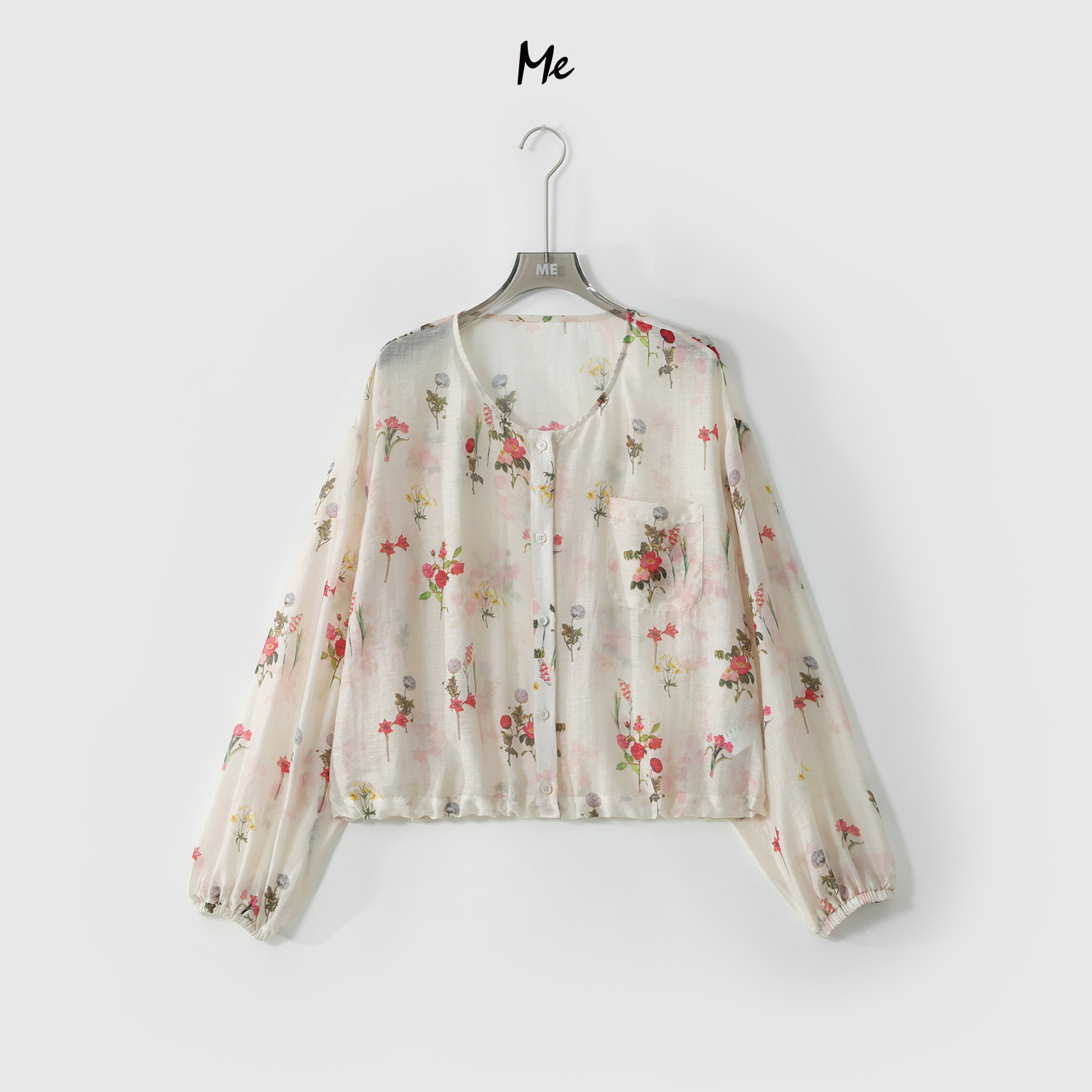 ME【插花艺术罩衫】天丝亚麻混纺艺术印花显瘦舒适百搭外套MESS4487