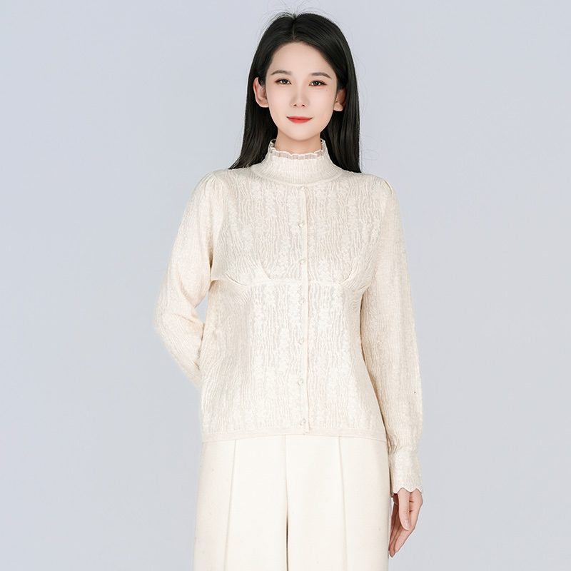 浒城古娘绵羊毛秋冬新款时尚气质立领女内搭针织上衣WH05007738