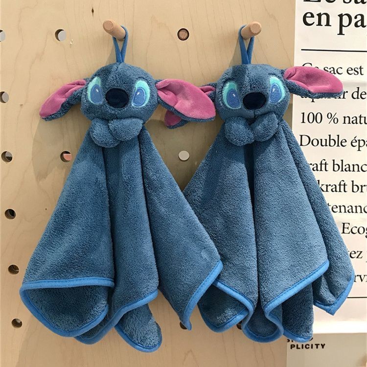 2025新款可爱蓝色史迪仔高颜值擦手巾挂式加厚吸水速干手帕抹布GG