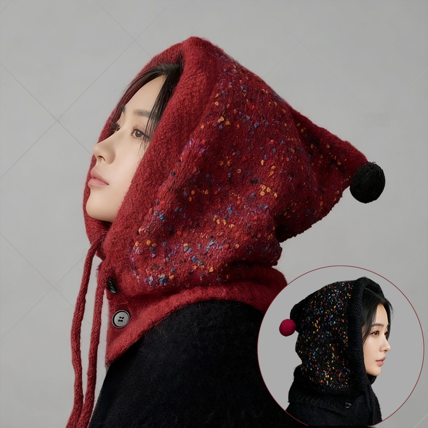 韩版秋冬新款保暖巴拉克拉法帽子女大头围显脸小针织帽女加厚百搭
