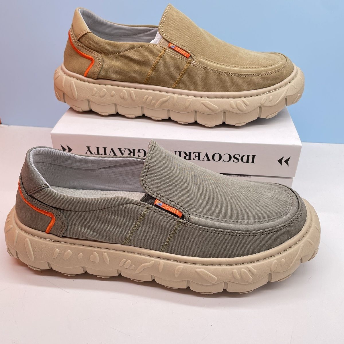 老北京布鞋轻便男鞋一脚蹬春秋透气新款软底软面懒人休闲鞋时尚