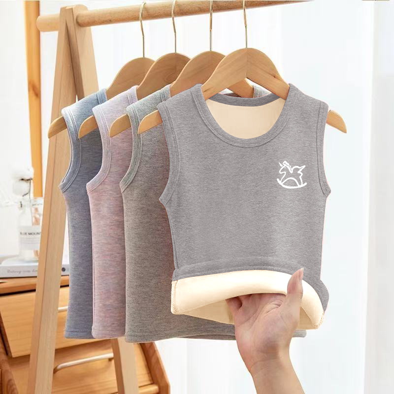 加绒保暖秋冬潮背心外穿打底中大童儿童马甲宝宝女童坎肩加厚新款