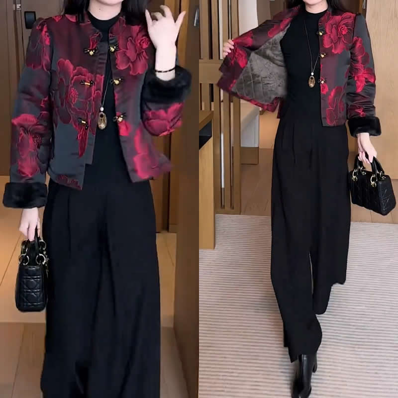 (有运费险）时尚新中式保暖短外套冬季新款百搭民族风棉衣加绒加厚