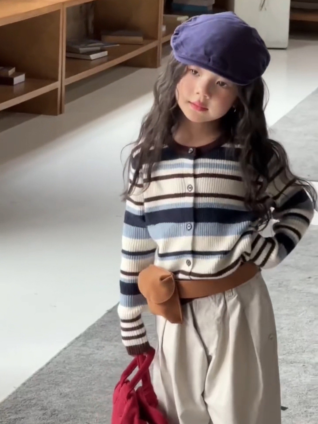 女童条纹毛衣开衫2025秋冬新款韩版宝宝百搭女孩长袖针织女童秋装